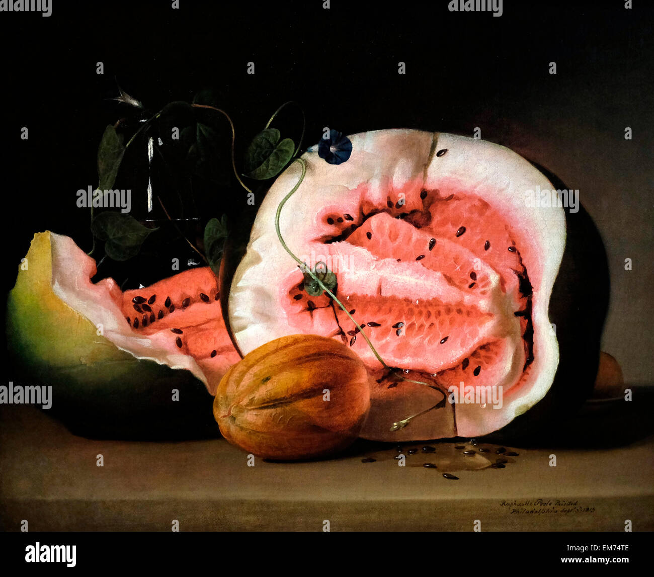 Les melons et les gloires du matin 1813 Raphaelle Peale Banque D'Images