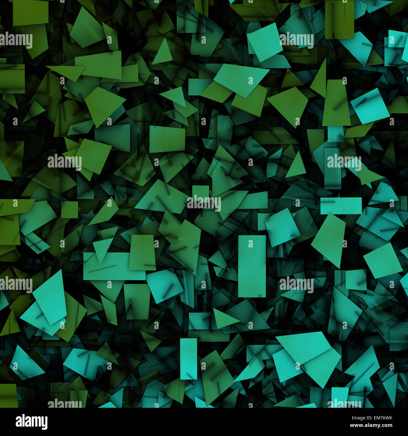 3d abstrait géométrique fragmentation en bleu vert Banque D'Images