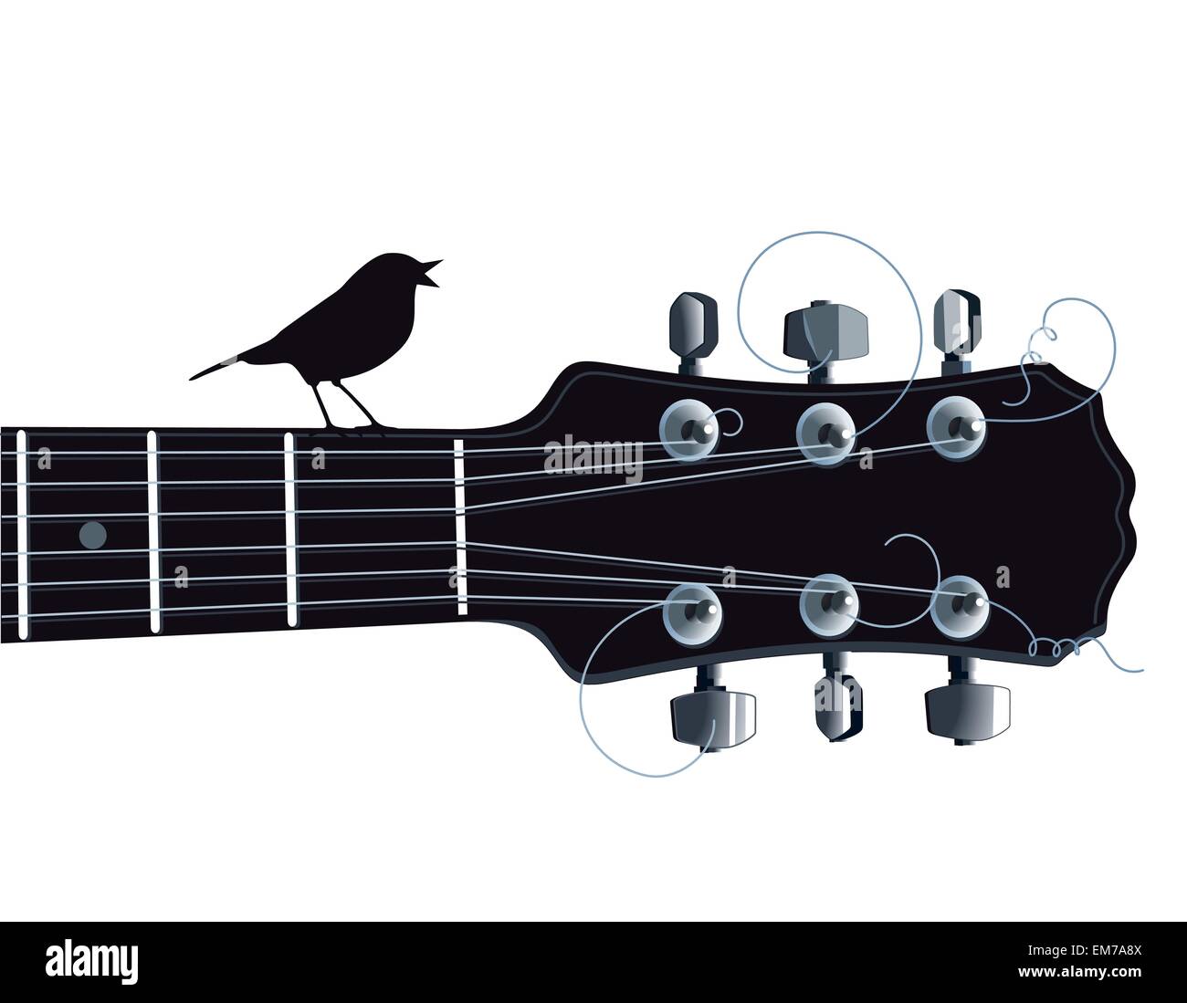 Oiseau chanteur avec guitare Illustration de Vecteur