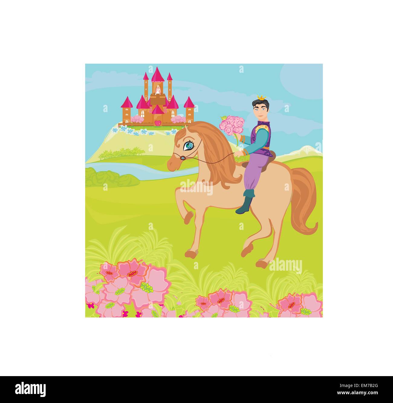 L'équitation un cheval à la princesse Illustration de Vecteur