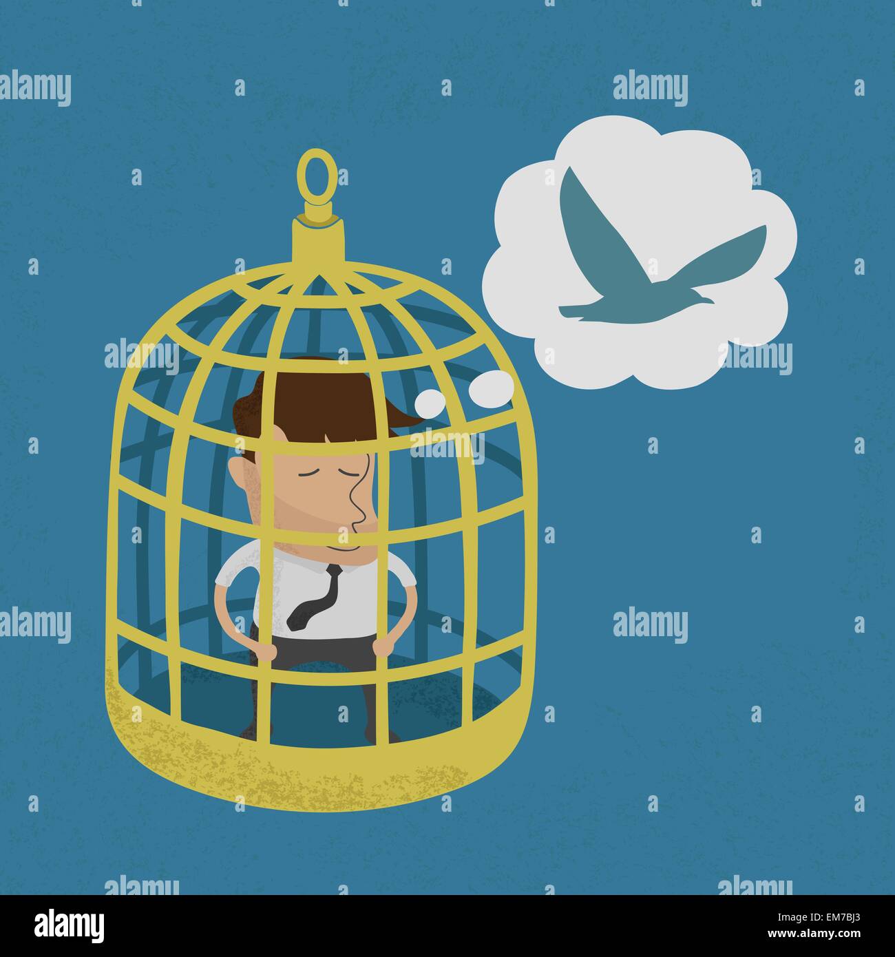 L'homme d'affaires à golden cage à oiseaux , format vectoriel EPS10 Illustration de Vecteur