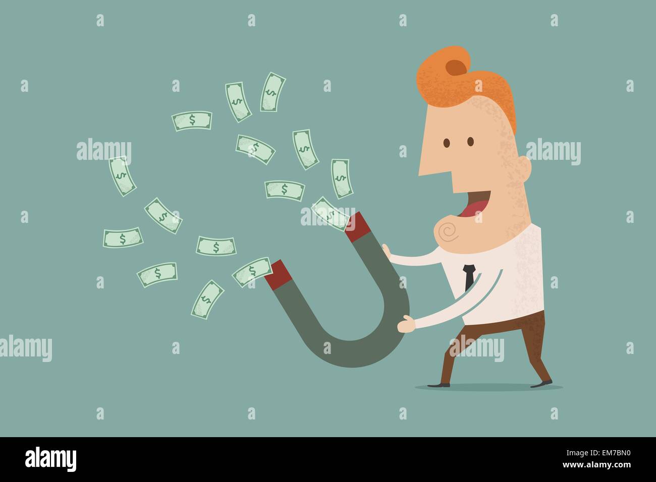 Businessman avec aimant en fer à cheval de collecter de l'argent , eps10 vecto Illustration de Vecteur