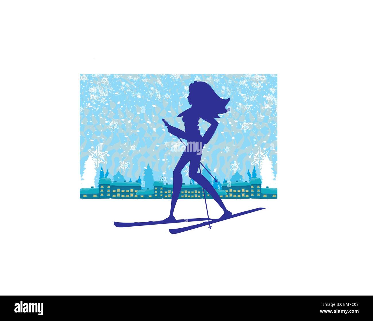Ski fille slim Illustration de Vecteur
