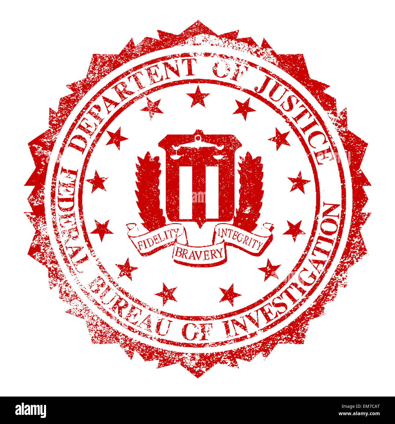 Un timbre en caoutchouc du FBI sur un fond blanc Banque D'Images