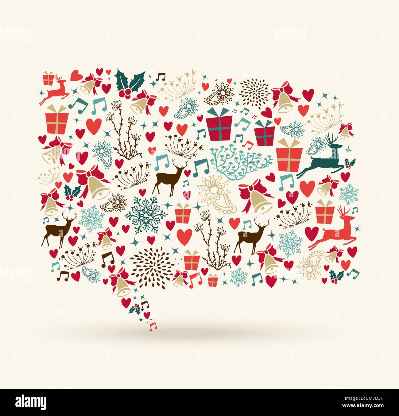 Les couleurs de Noël forme bulle social media icons Illustration de Vecteur