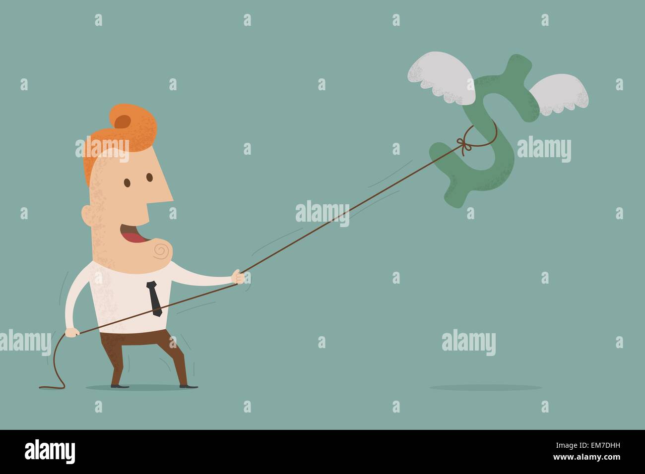 Businessman essayez d'attraper le vol de l'argent en l'air Illustration de Vecteur