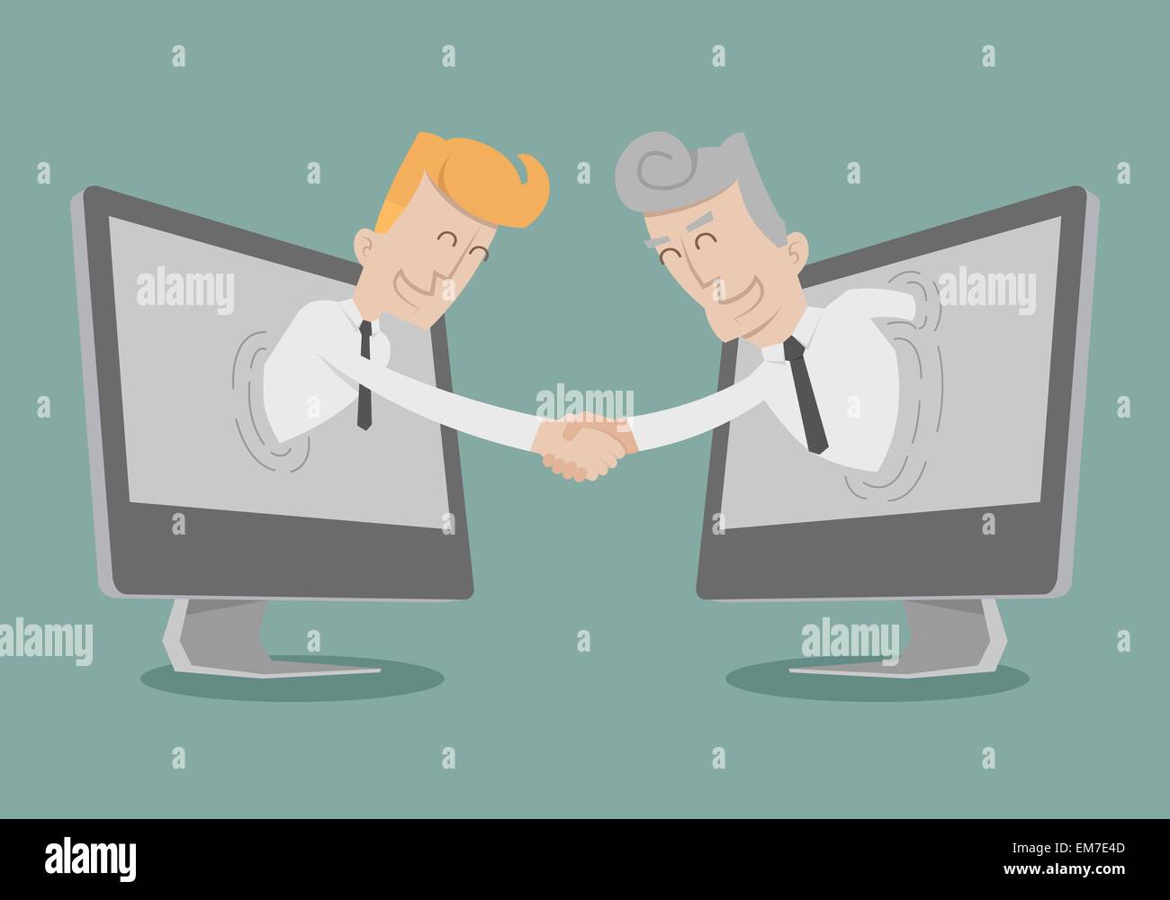 Shake hand , homme d'affaires en ligne Marketing en ligne , Illustration de Vecteur
