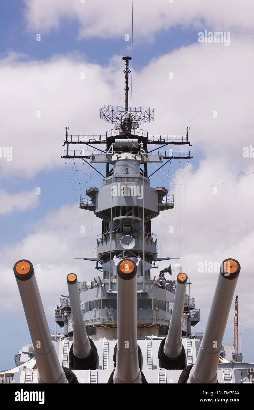 Hawaii, Oahu, Honolulu, Pearl Harbor, cuirassé USS Missouri, la Deuxième Guerre mondiale. Banque D'Images