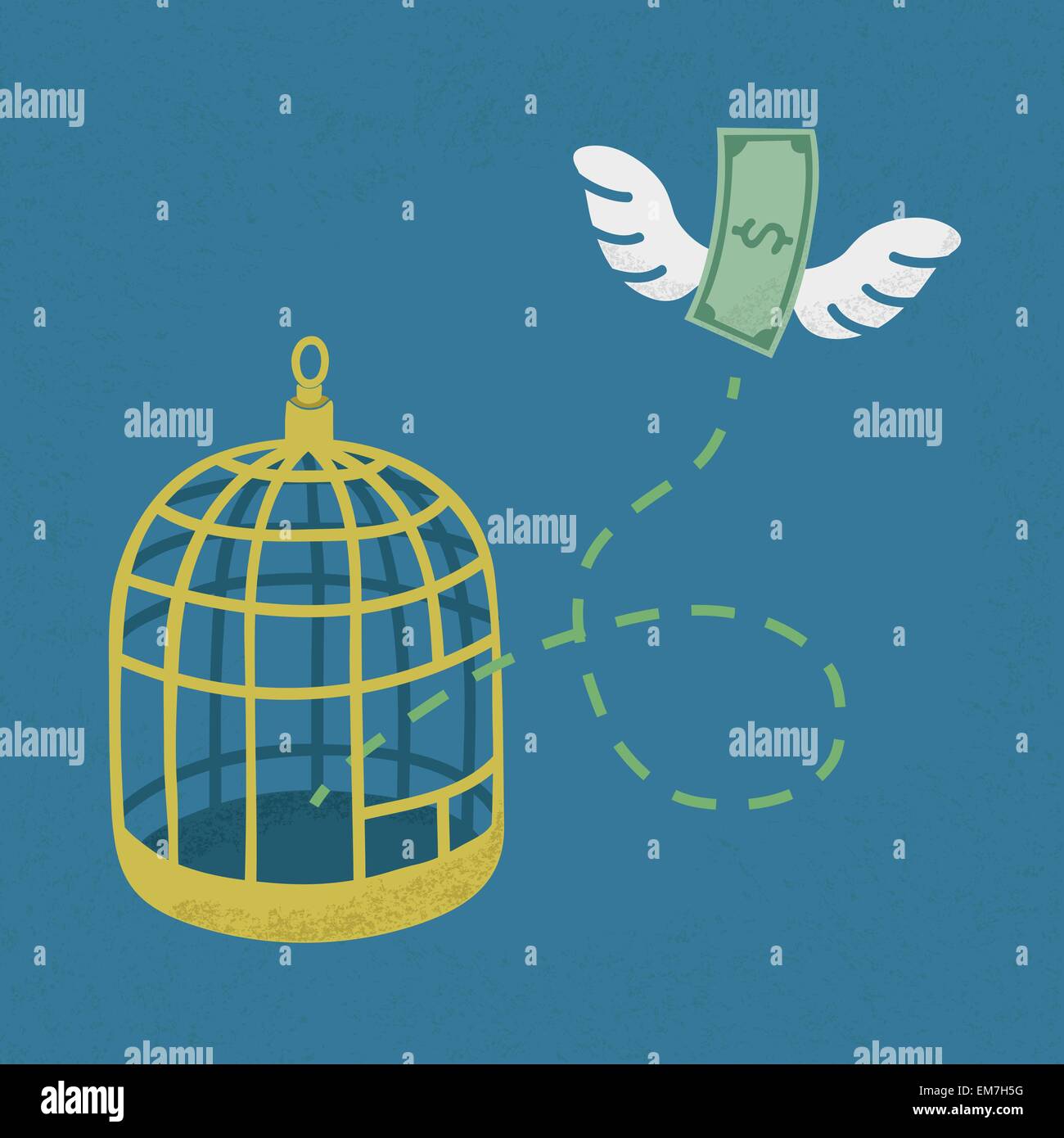 L'argent l'avion d'oiseaux de cage , l'indépendance financière , eps10 Illustration de Vecteur