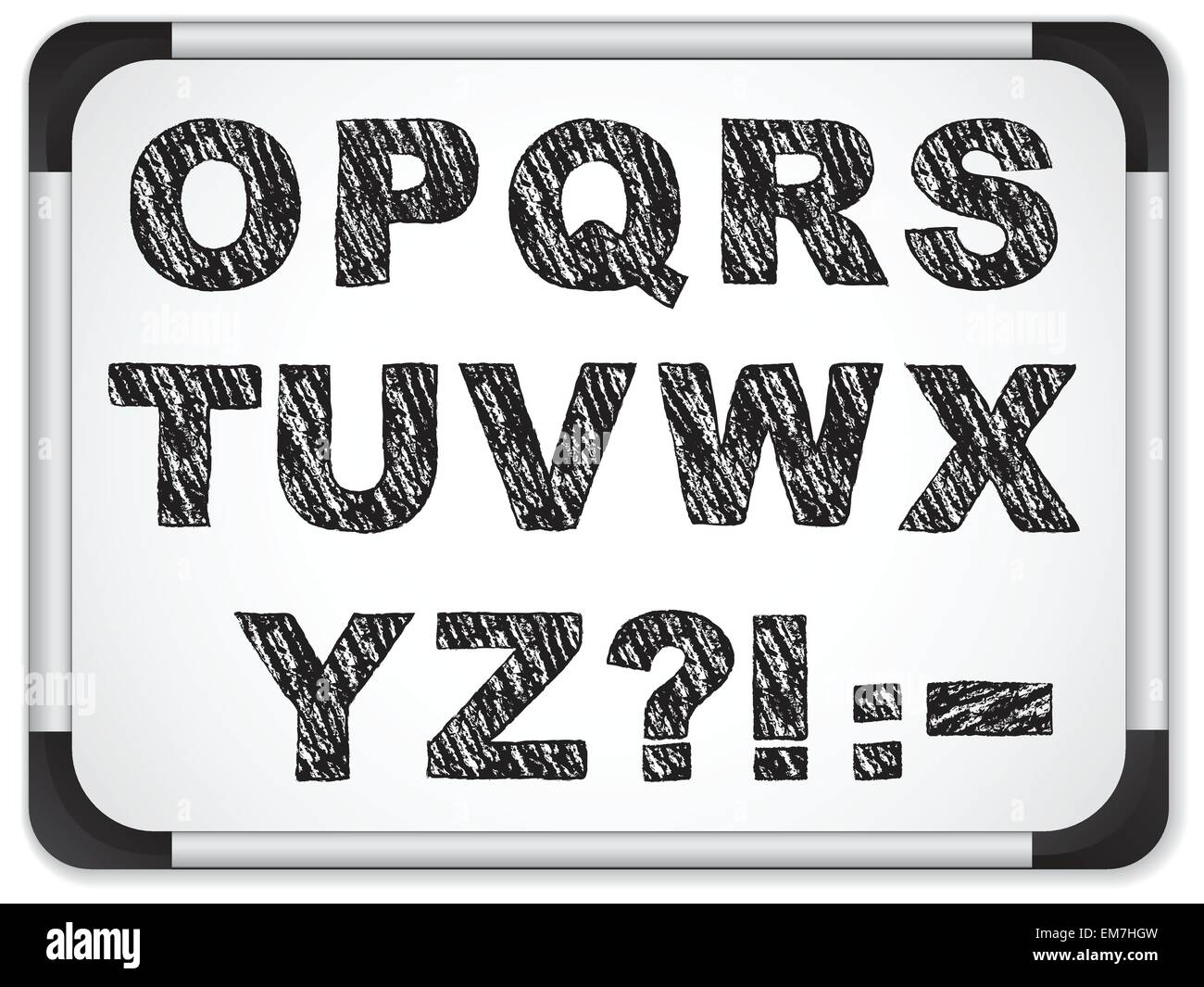 Alphabet noir sur tableau blanc Illustration de Vecteur