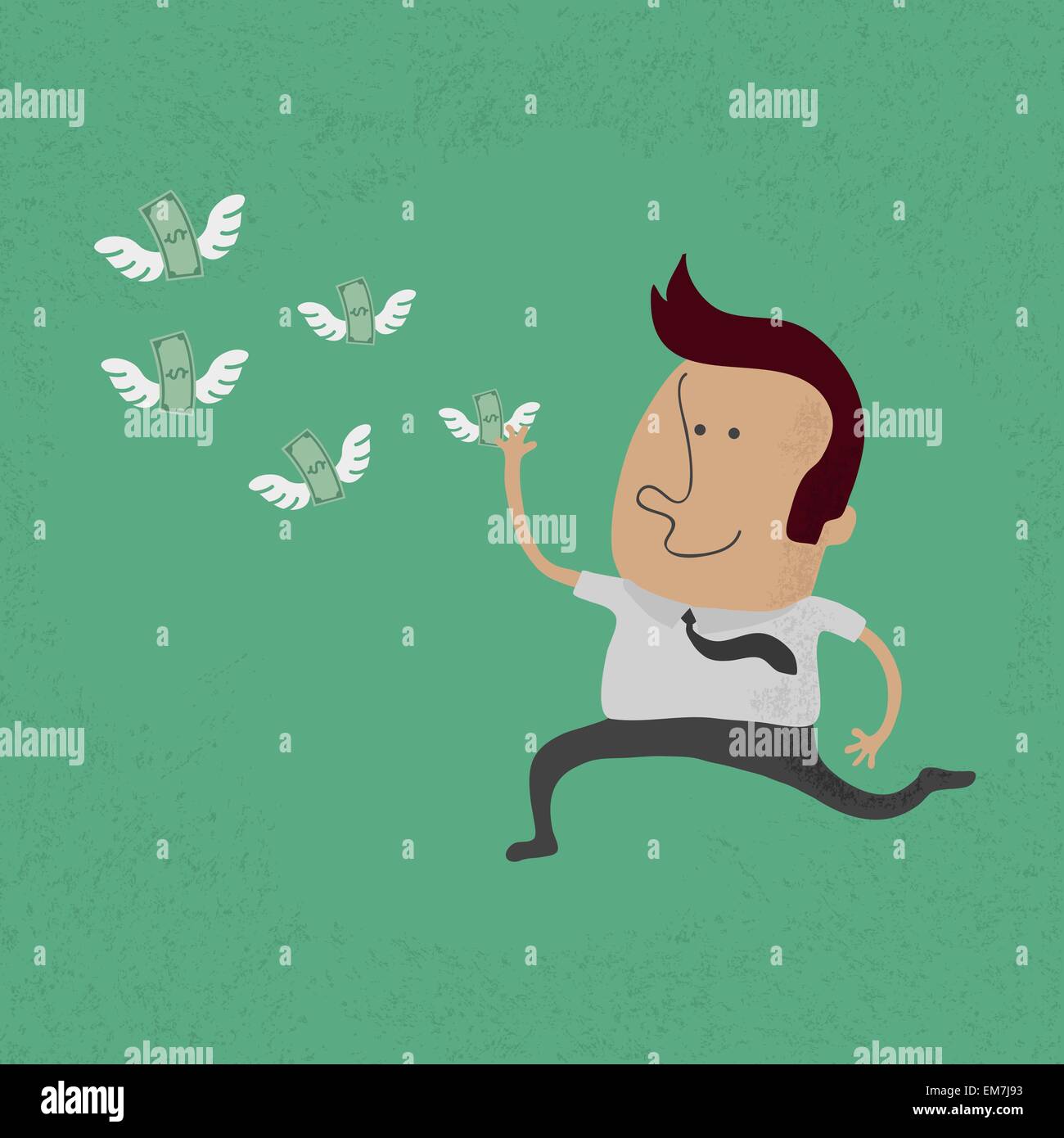 Homme heureux l'argent chasse battant , format vectoriel EPS10 Illustration de Vecteur