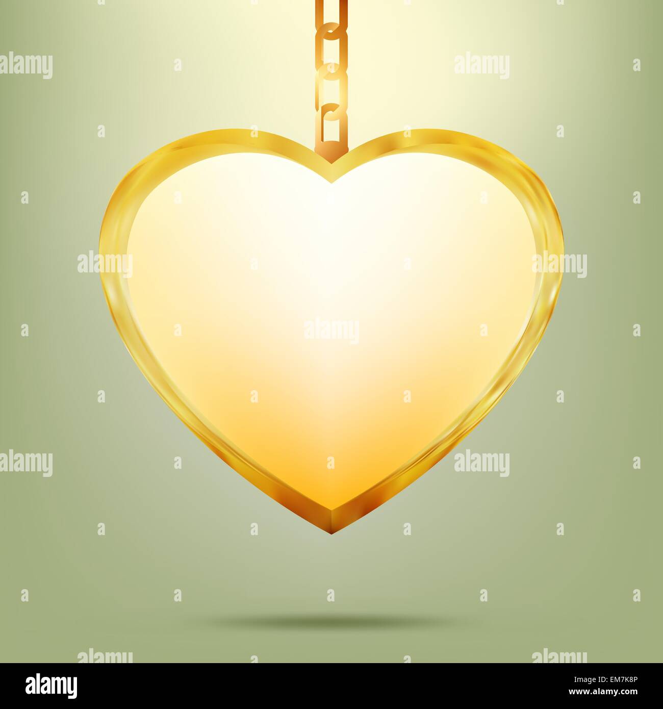 Pendentif en or en forme de cœur sur la chaîne. EPS 8 Illustration de Vecteur