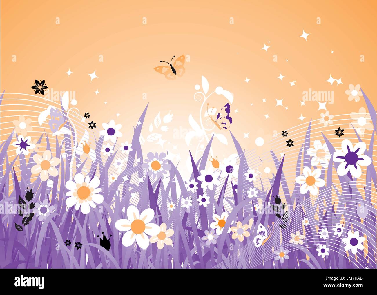Belle prairie printemps Illustration de Vecteur