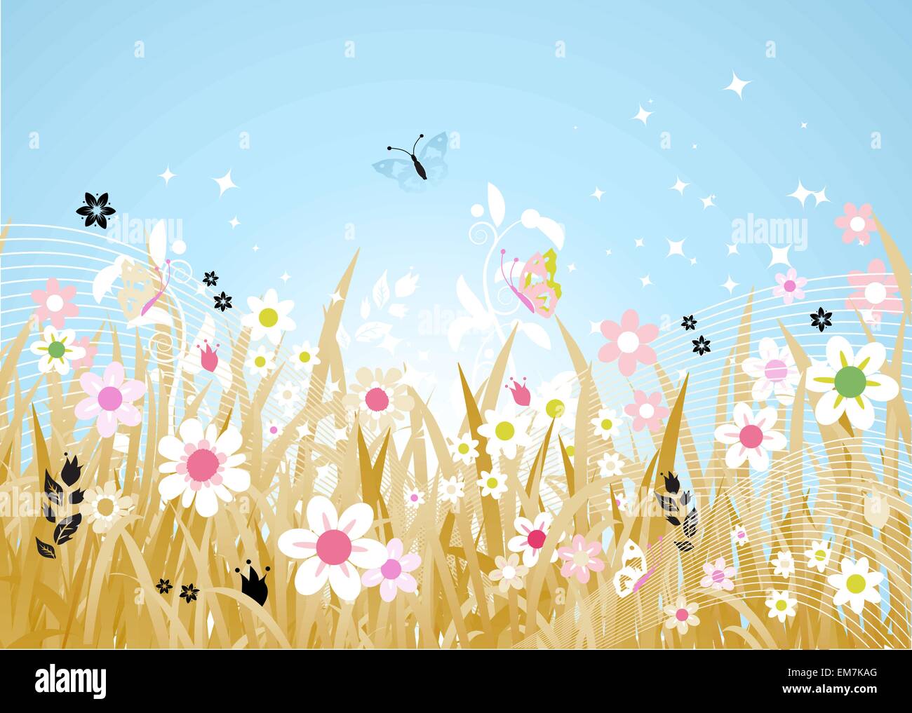 Belle prairie printemps Illustration de Vecteur