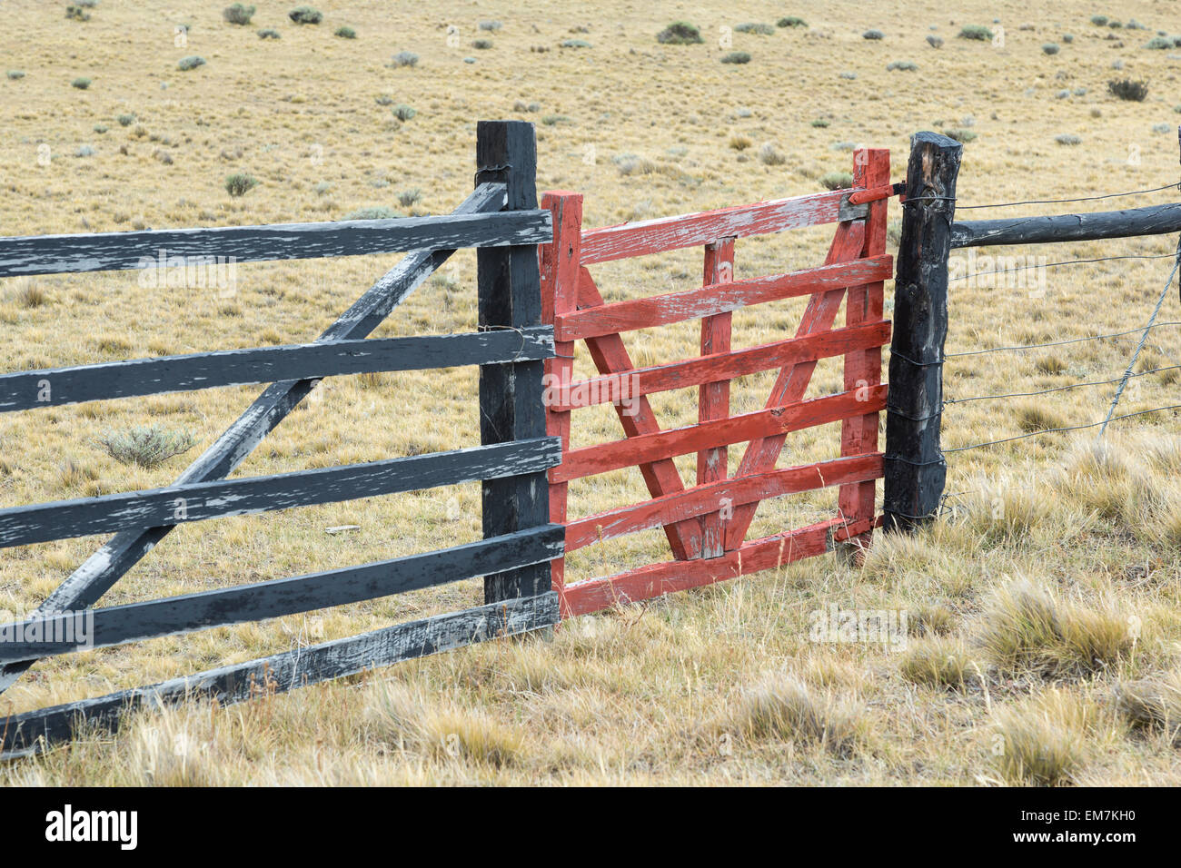 La ferme rouge, Patagonie, Chili Banque D'Images