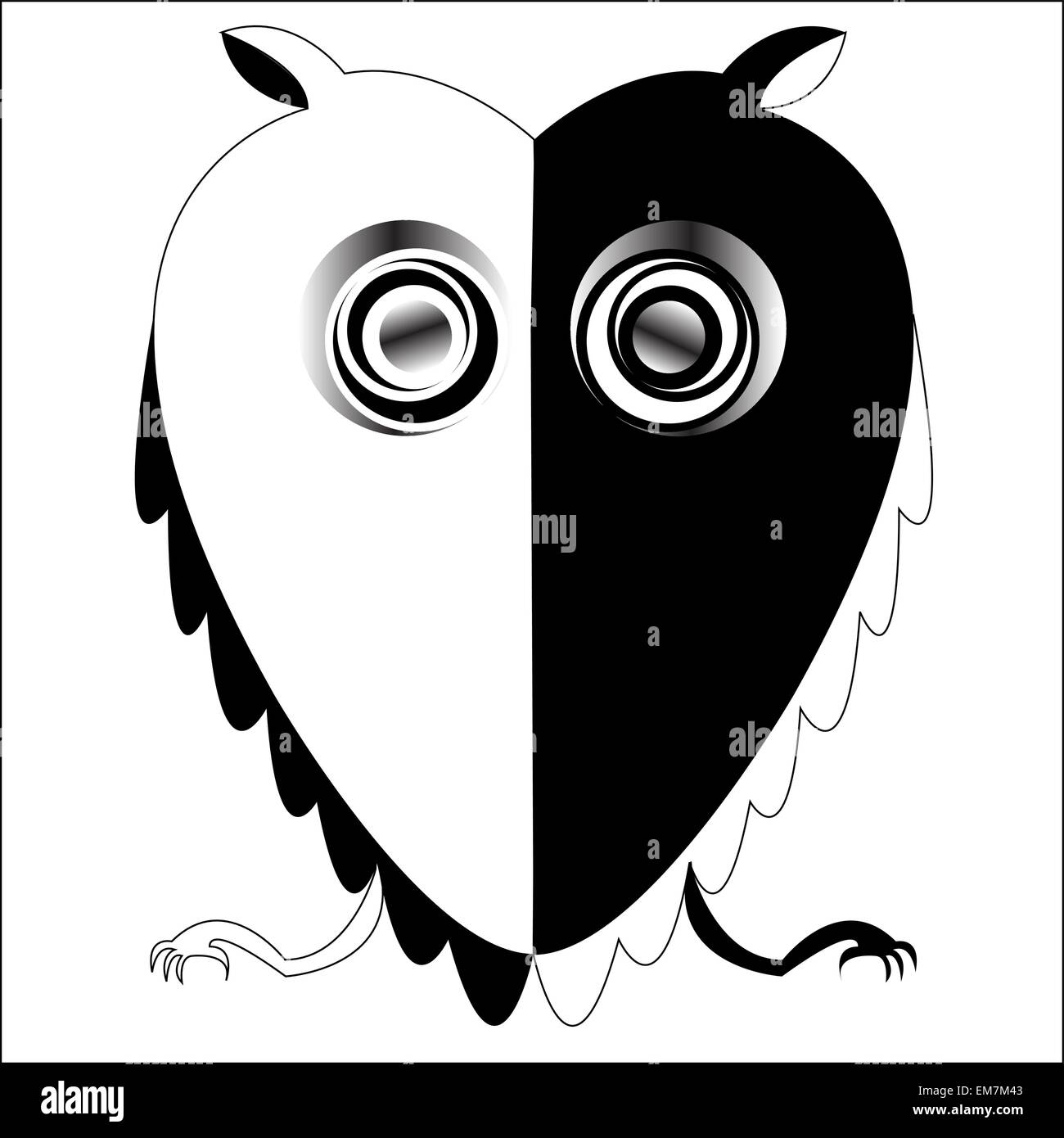 Chouette noir et blanc Illustration de Vecteur