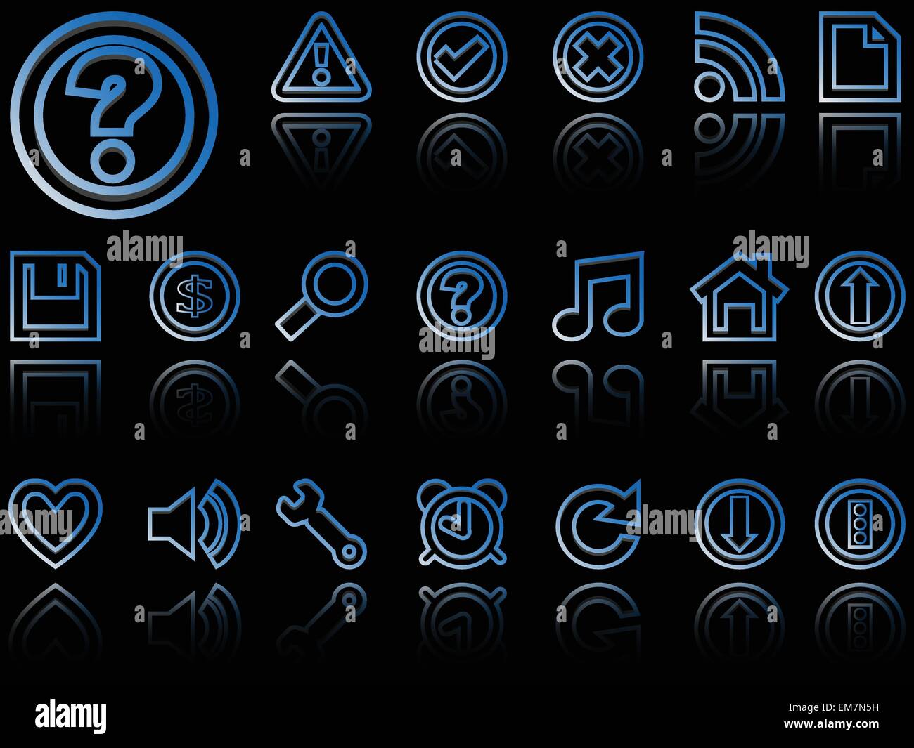 Icônes Web against black Illustration de Vecteur