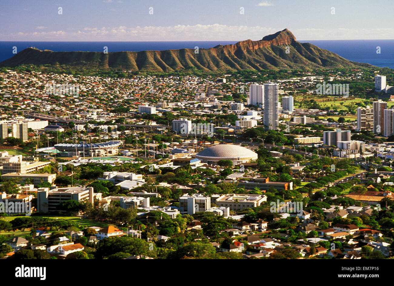 Hawaii, Oahu, Diamond Head, euh à distance Campus Manoa et Honolulu Vue