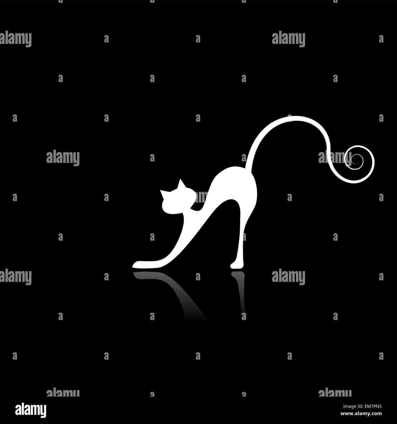 Chat blanc silhouette pour votre conception Illustration de Vecteur