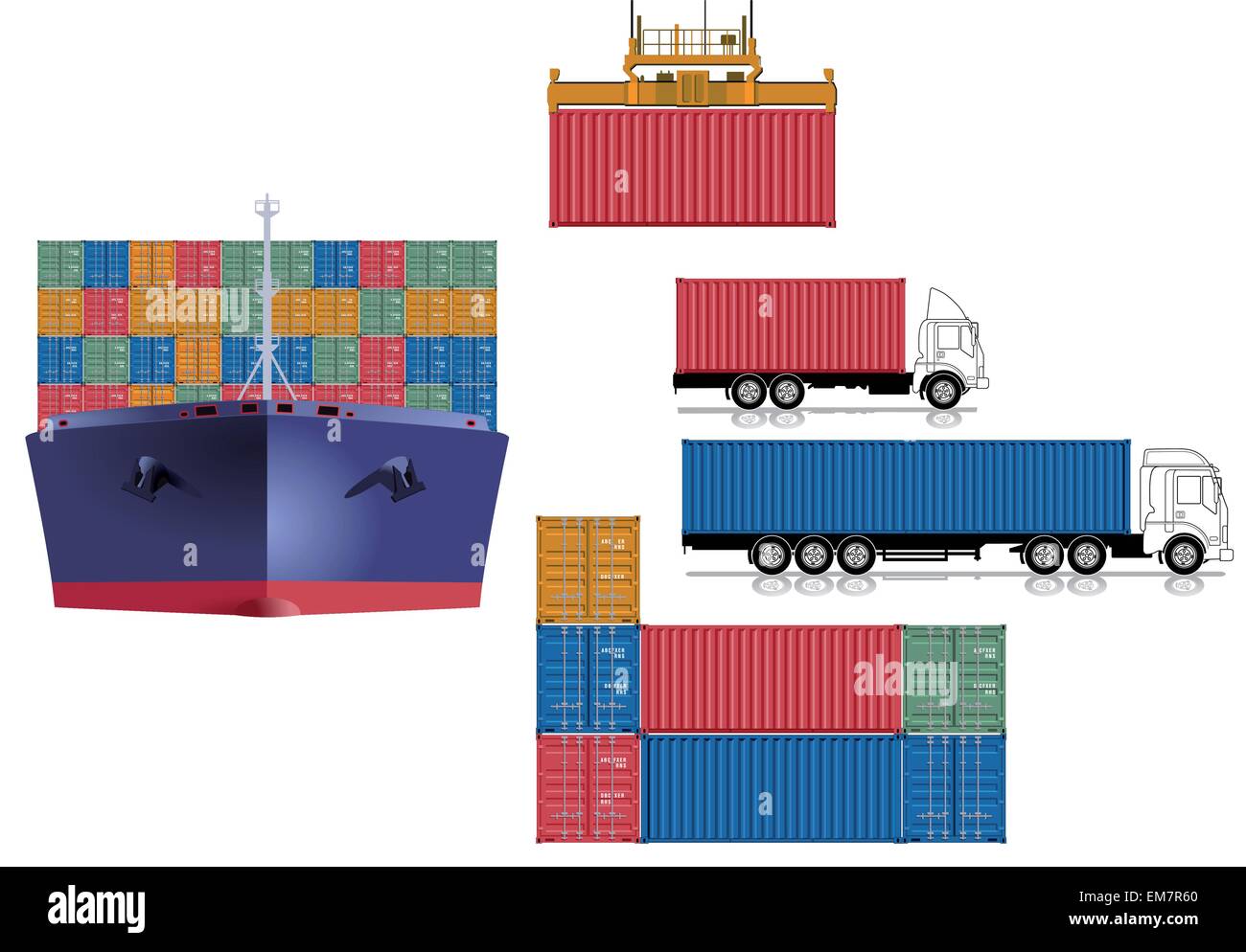 La logistique des transports de conteneurs Illustration de Vecteur