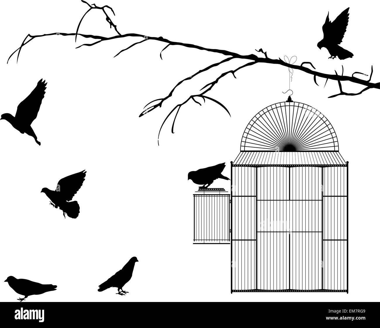 Cage à oiseaux Illustration de Vecteur