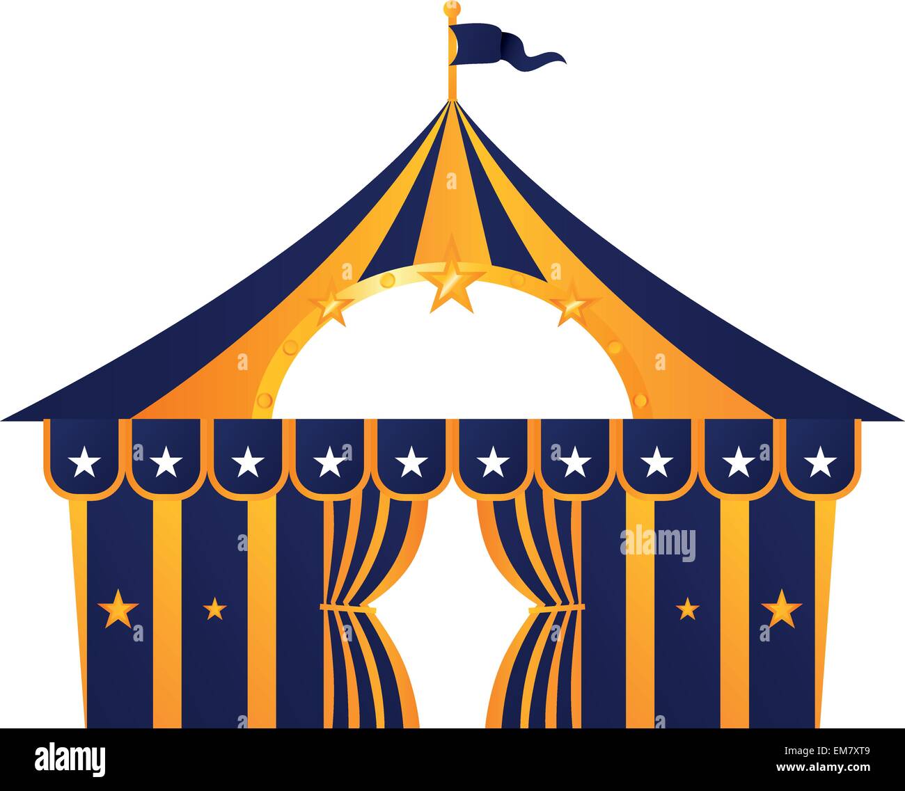 Circus tente bleu isolated on white Illustration de Vecteur