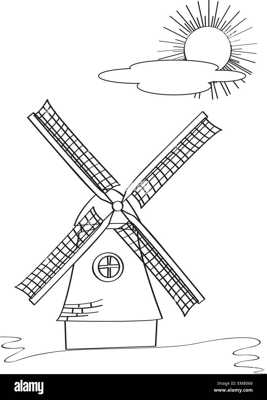 Croquis de moulin à vent Illustration de Vecteur