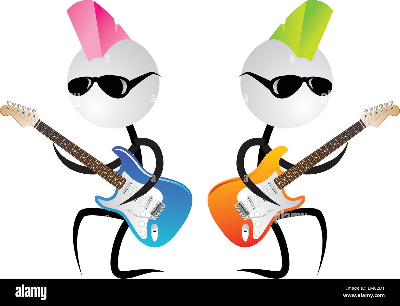 Deux guitaristes Punk Rock Illustration de Vecteur