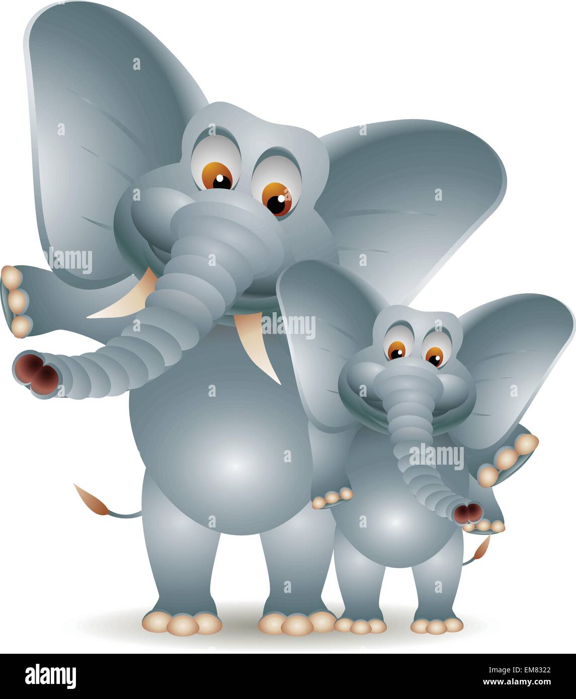 Deux cute cartoon elephant Illustration de Vecteur