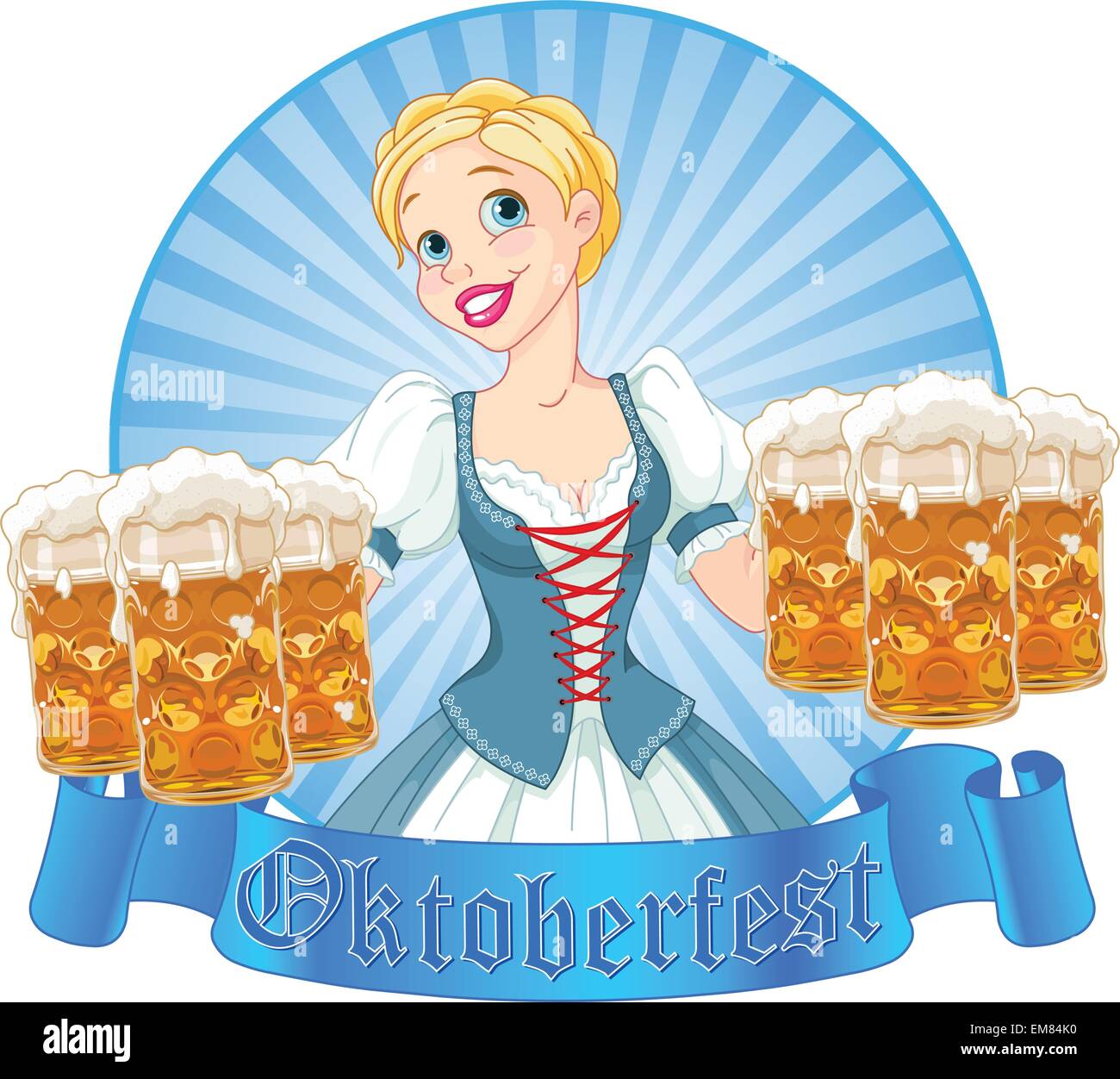 Étiquette fille Oktoberfest Illustration de Vecteur