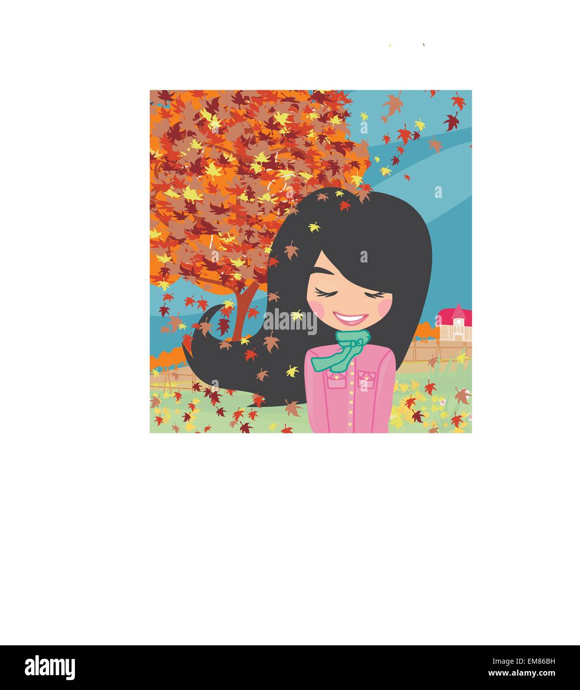 Sweet Girl en automne Illustration de Vecteur