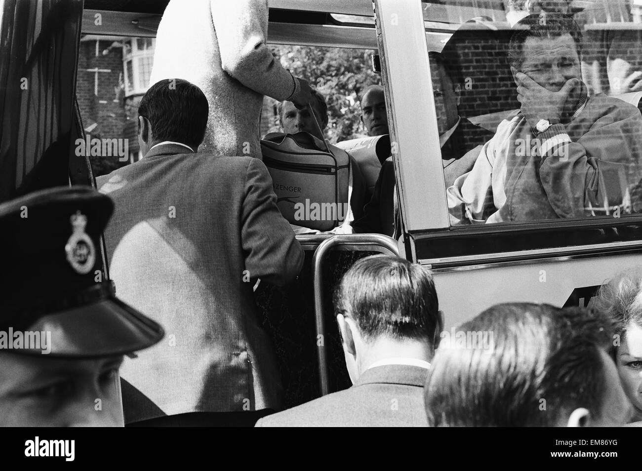 L'équipe anglaise de football billet du stade de Wembley de Hendon Hall Hotel pour la finale de la Coupe du monde. 30 juillet 1966. Banque D'Images