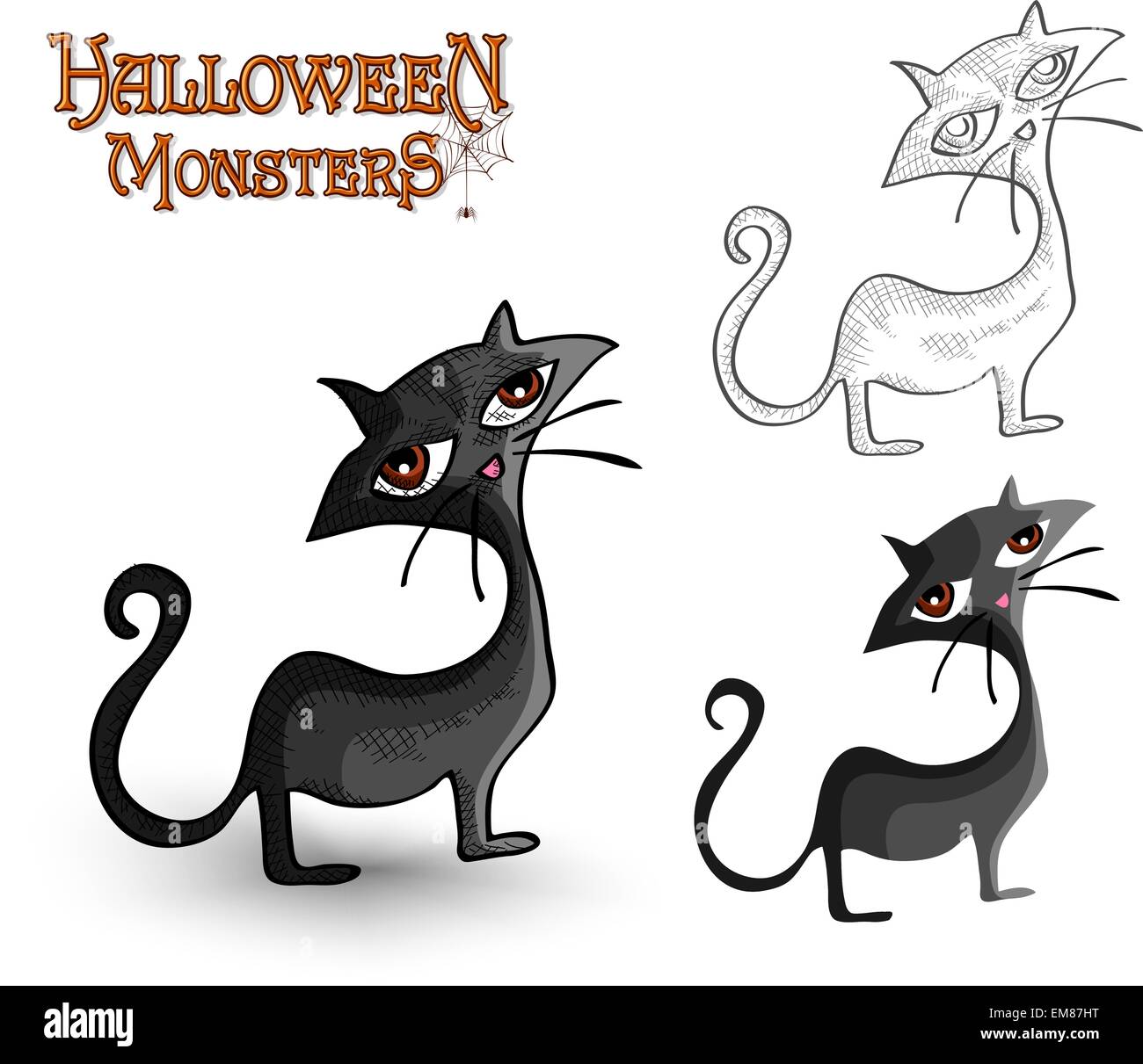 Monstres Halloween spooky cat retour illustration EPS10 Illustration de Vecteur