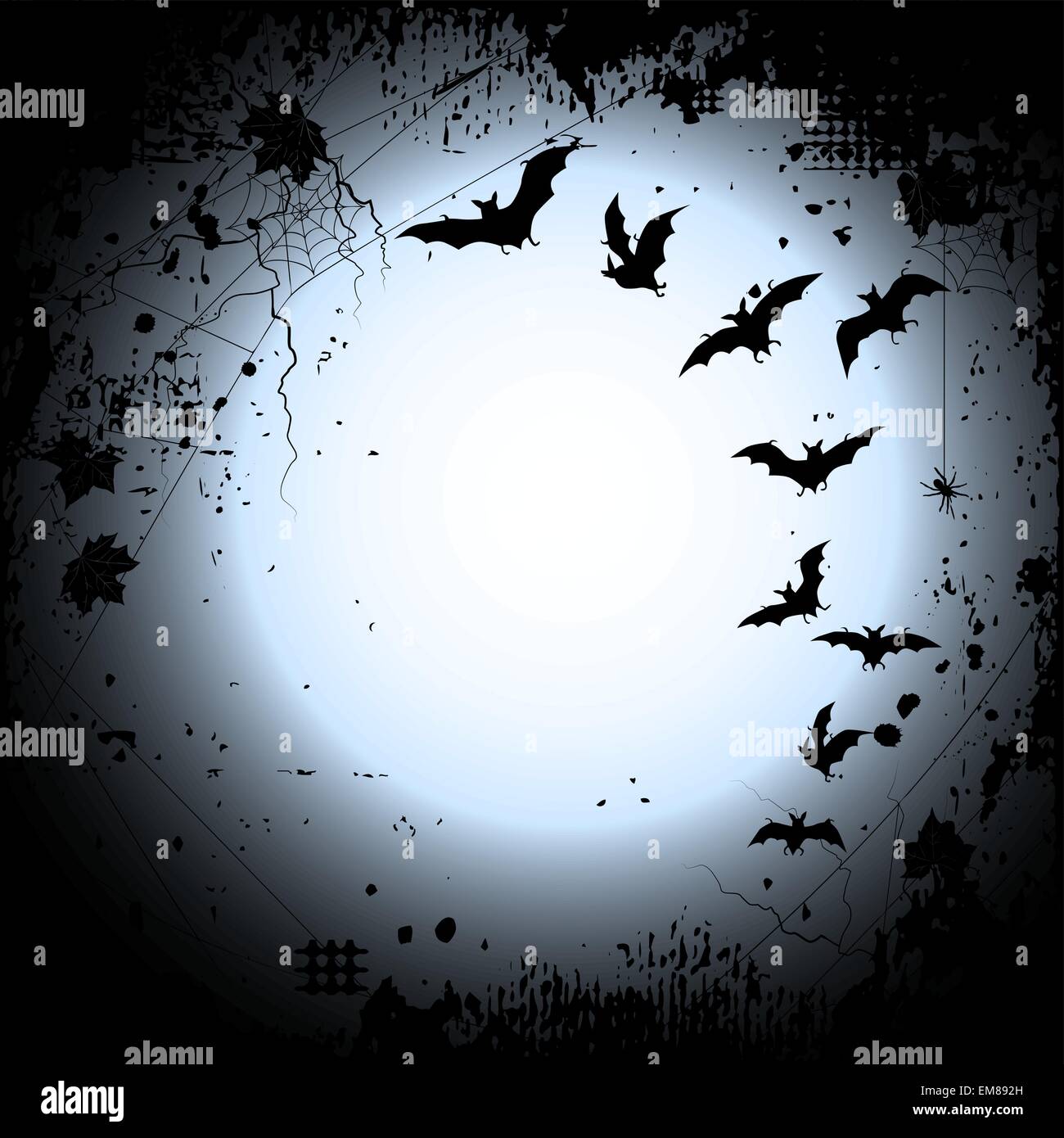 Fond d'halloween avec la pleine lune et les chauves-souris Illustration de Vecteur