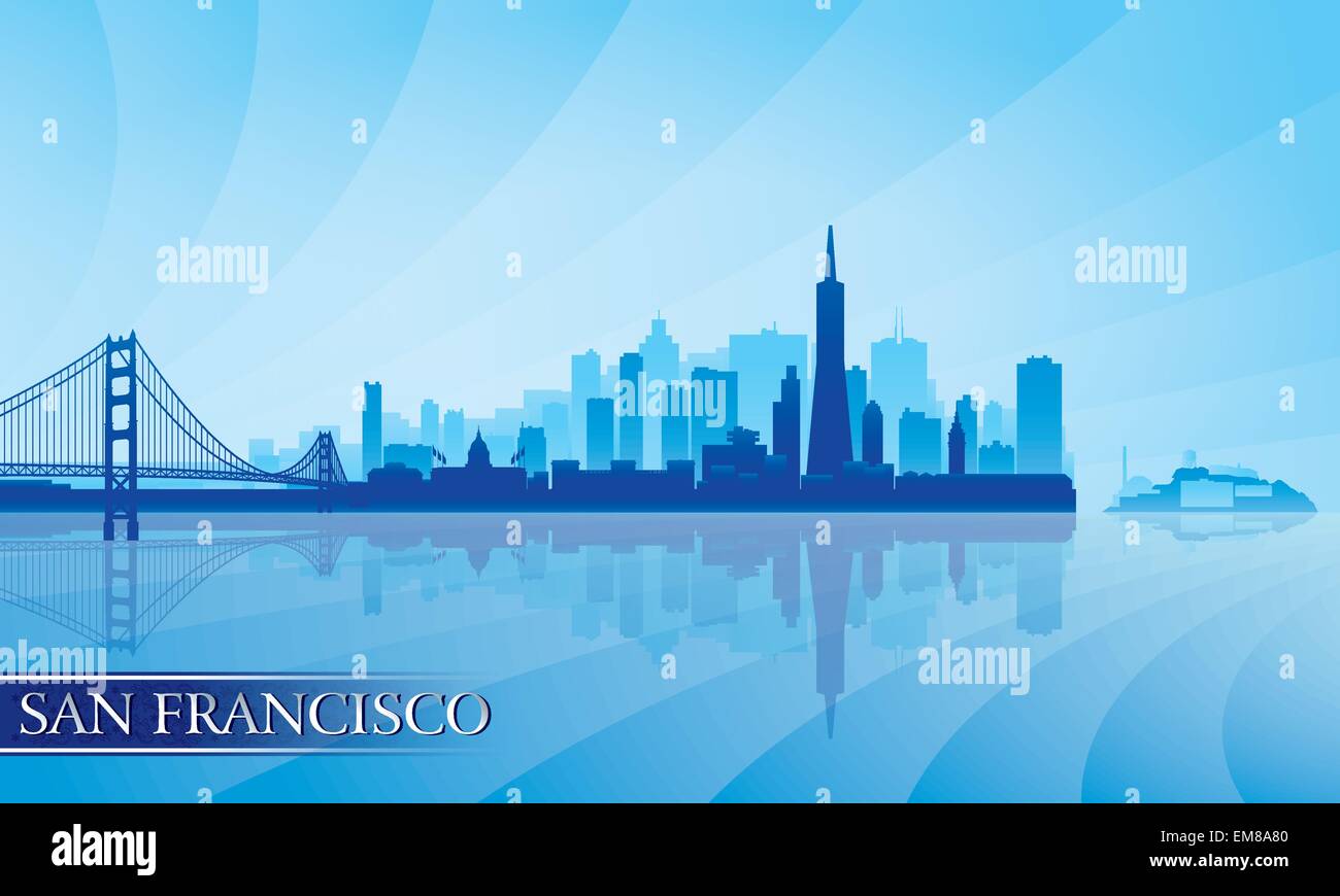 San Francisco city skyline silhouette background Illustration de Vecteur