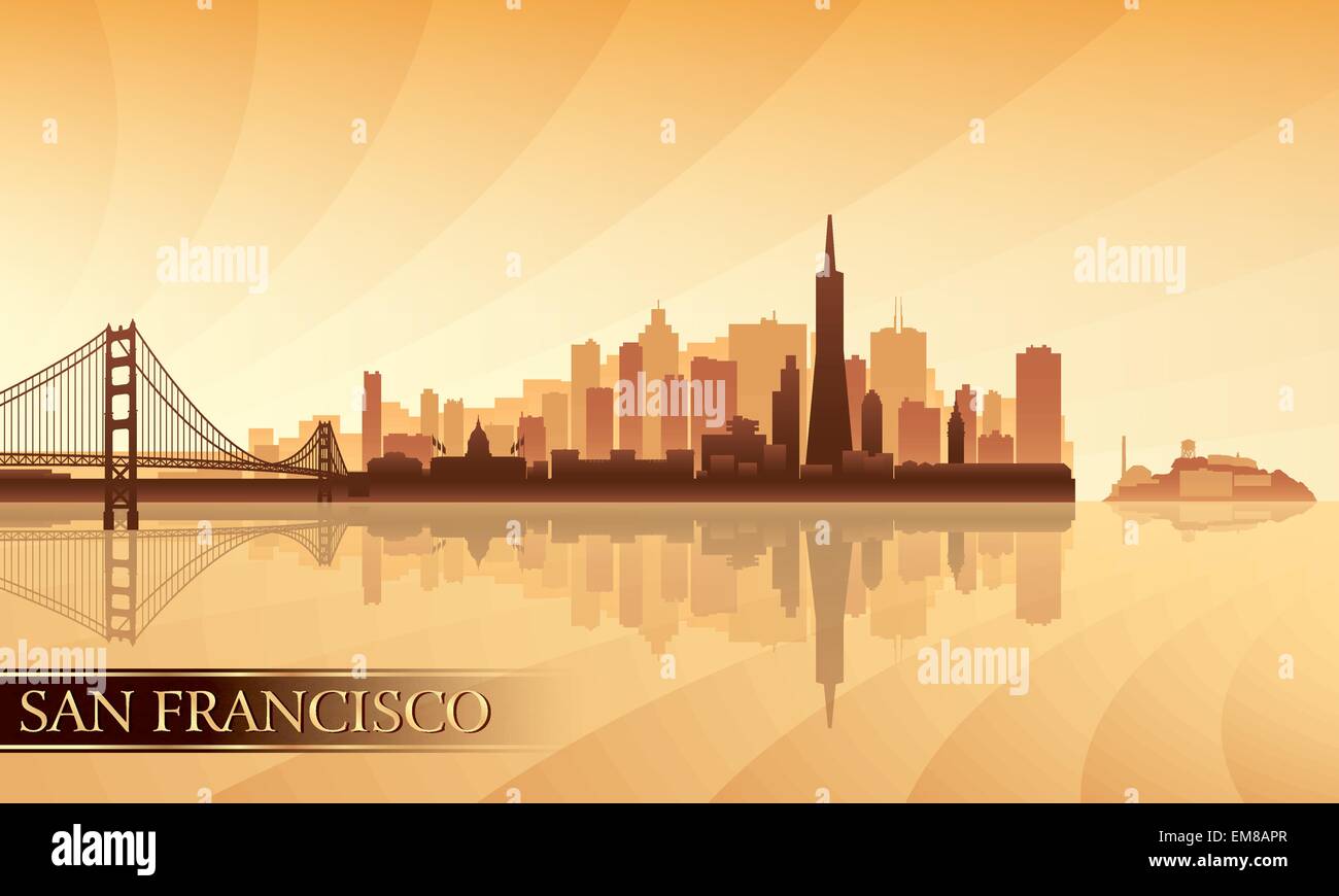 San Francisco city skyline silhouette background Illustration de Vecteur