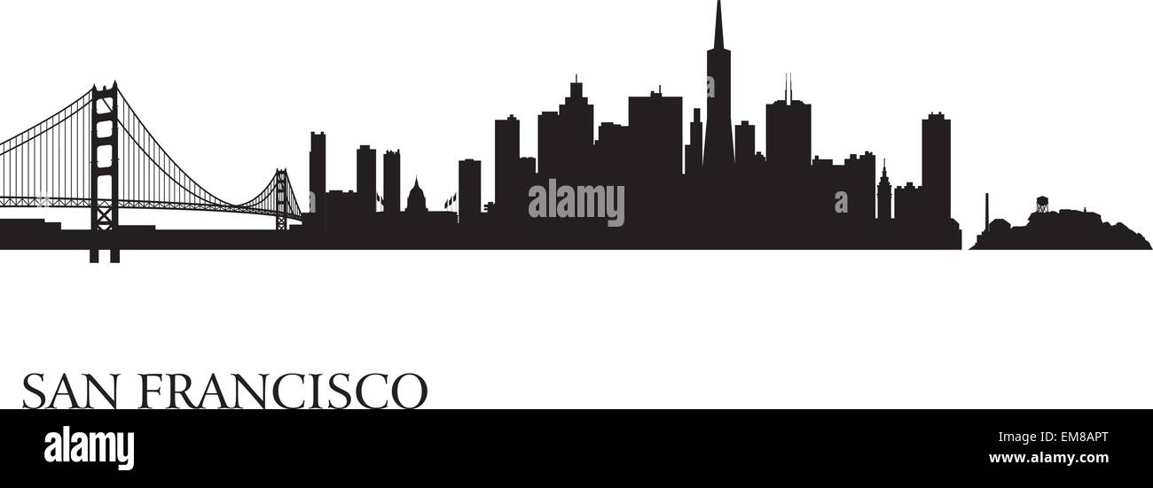 San Francisco city skyline silhouette background Illustration de Vecteur