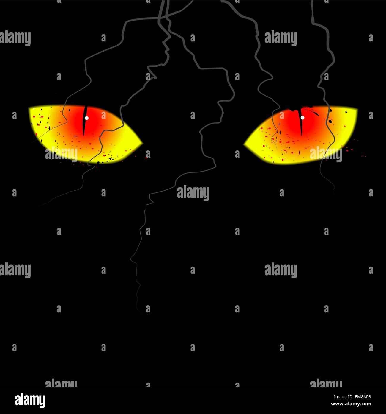 Yeux effrayant sur le fond noir Illustration de Vecteur