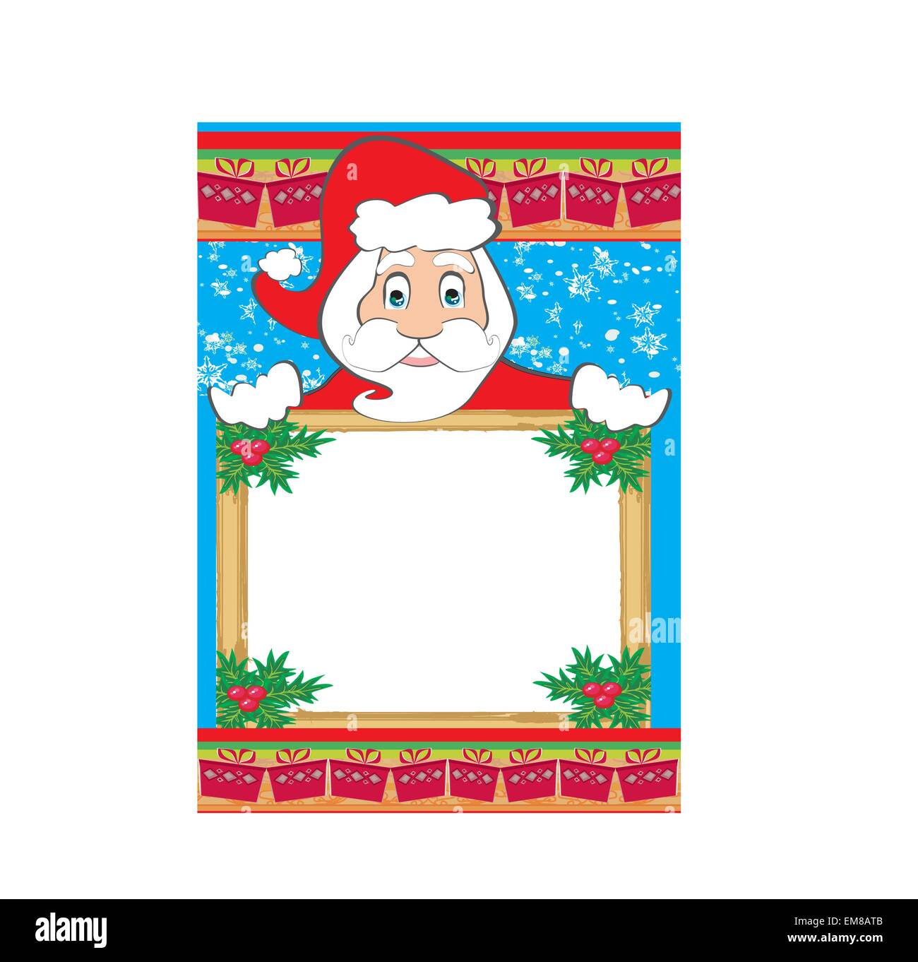 Funny Santa Claus holding a Christmas frame - l'espace pour votre tex Illustration de Vecteur