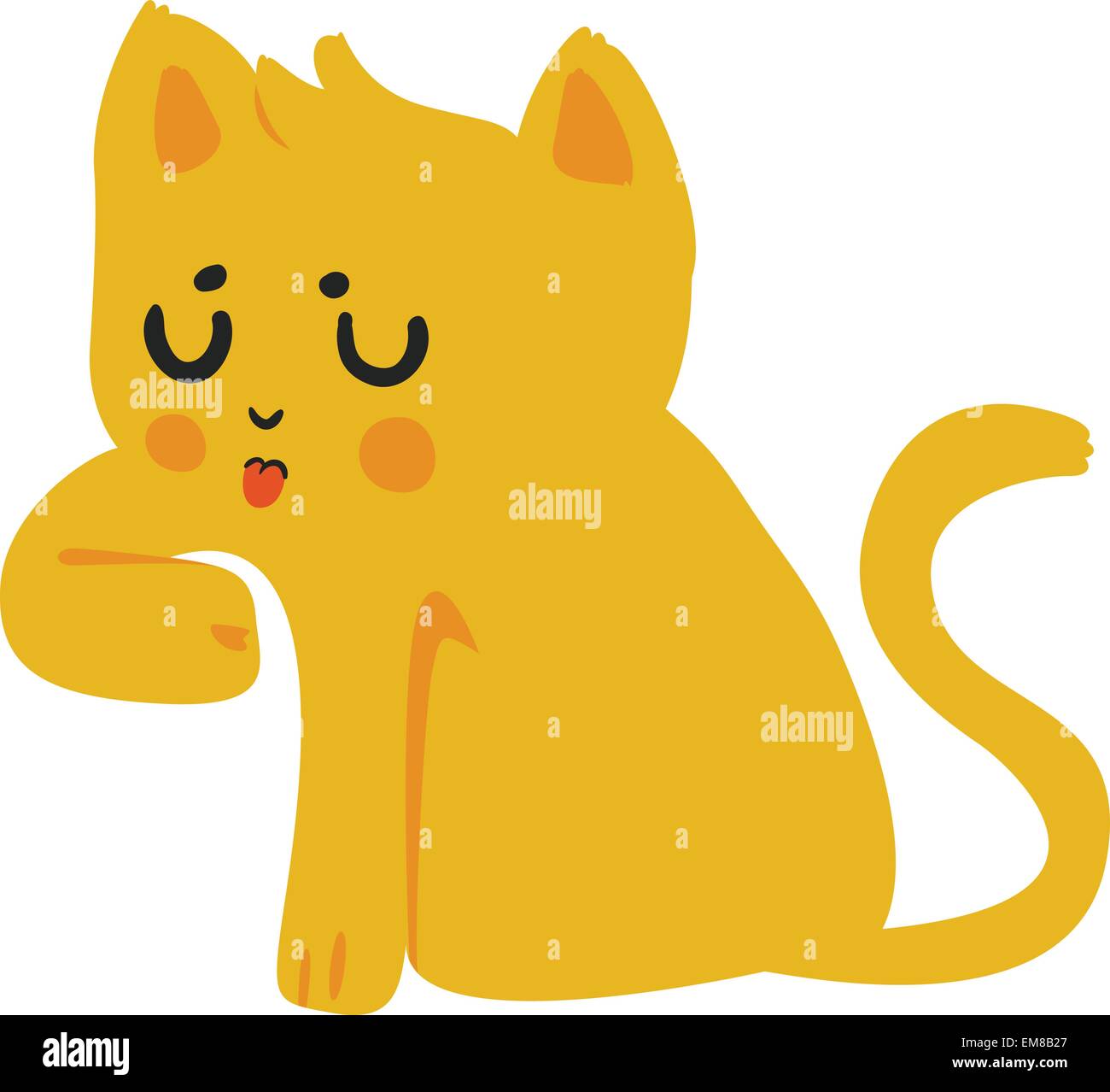 Yellow Cat Licking Paw Illustration de Vecteur