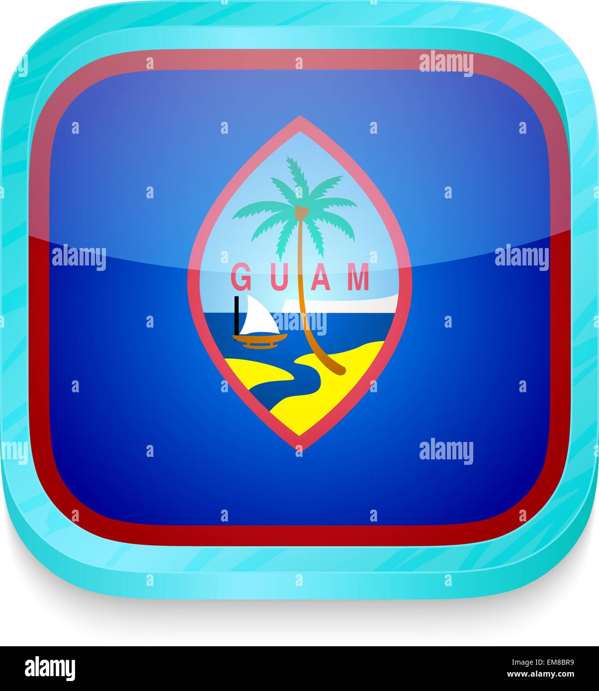 Bouton de téléphone intelligent avec drapeau Guam Illustration de Vecteur