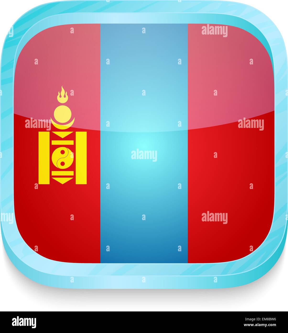 Bouton de téléphone intelligent avec drapeau Mongolie Illustration de Vecteur