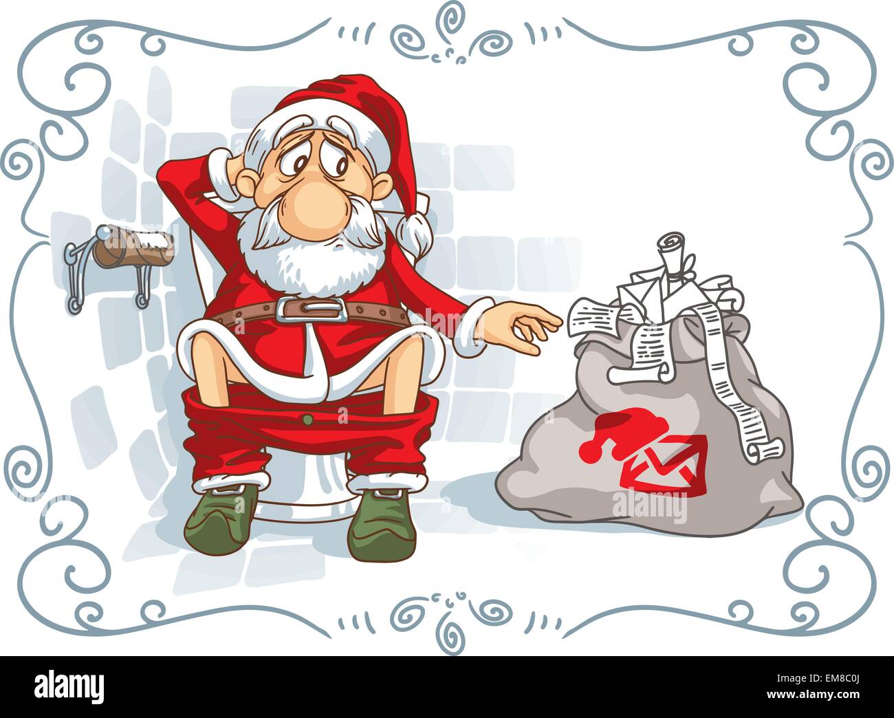 Santa est en difficulté Illustration de Vecteur