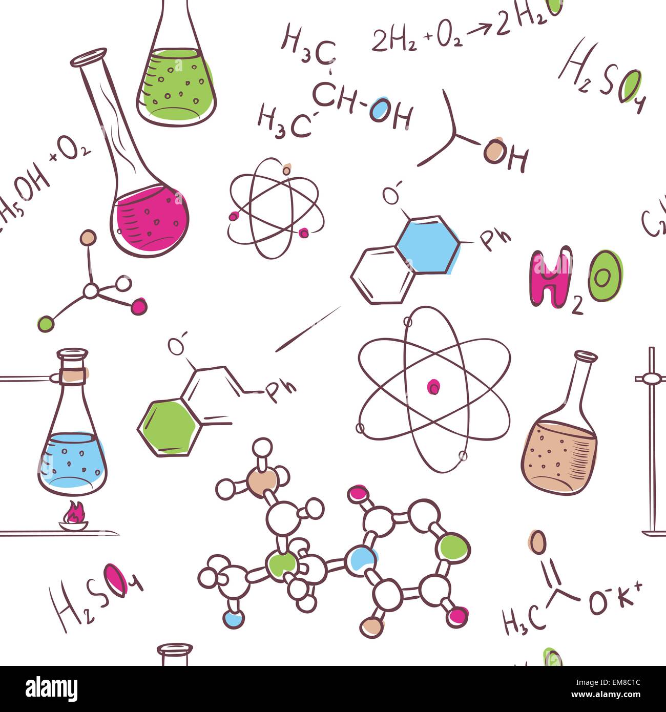 Dessiner à main motif chimie Illustration de Vecteur
