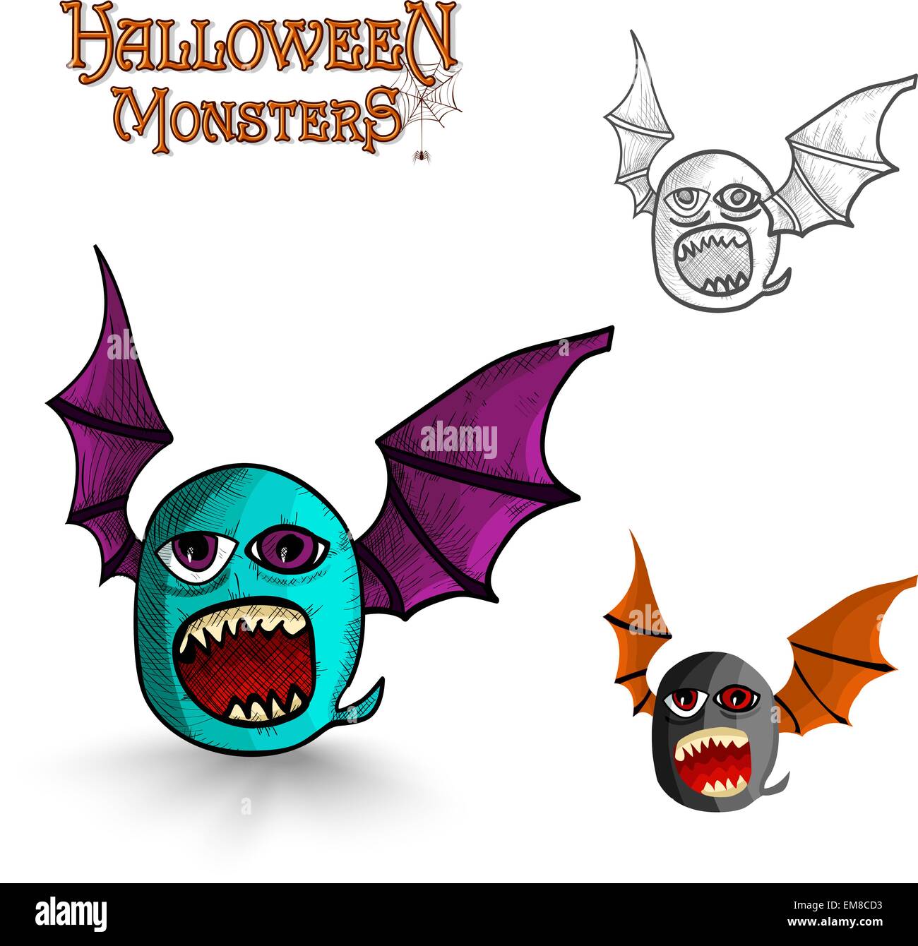 Monstres Halloween monstre bat fichier EPS10 Illustration de Vecteur