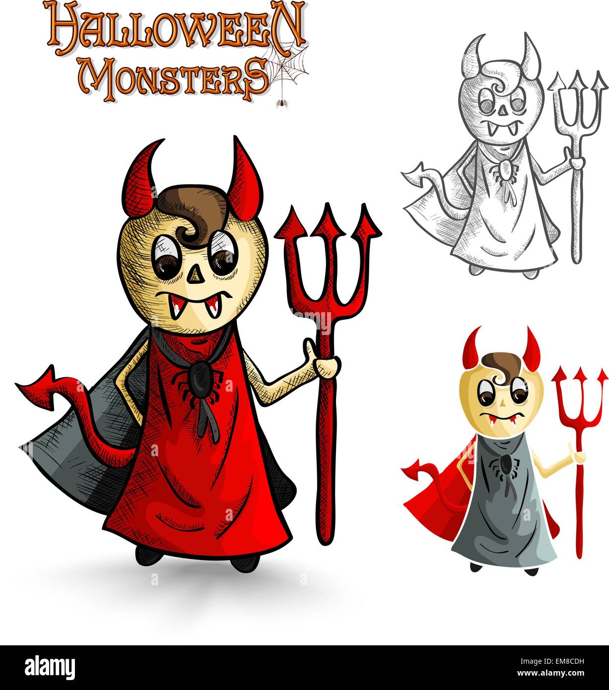 Scary monsters cartoon Halloween devil man fichier EPS10. Illustration de Vecteur