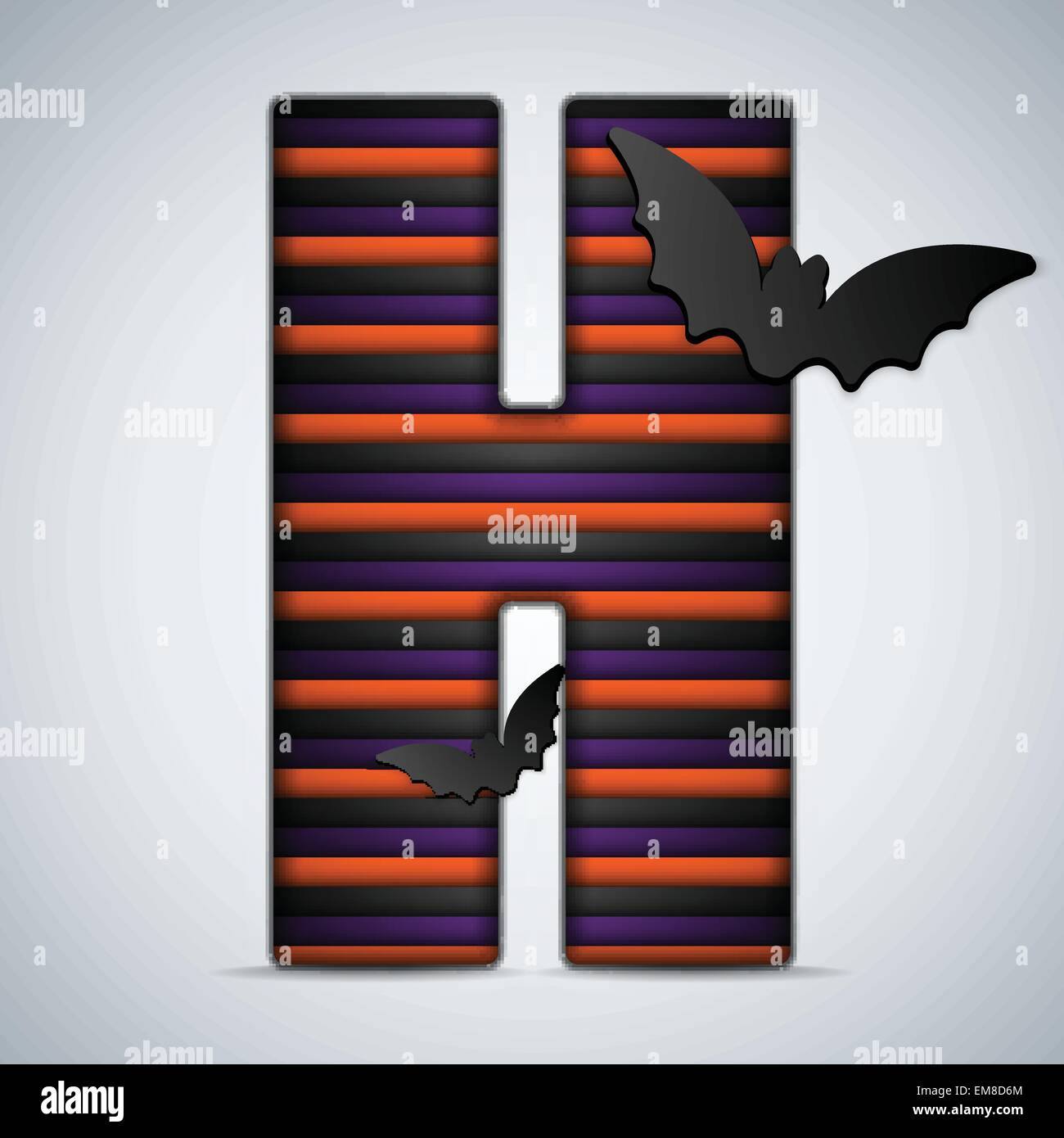 Halloween Bat Lettres Alphabet Stripe Noir Orange Purple Illustration de Vecteur