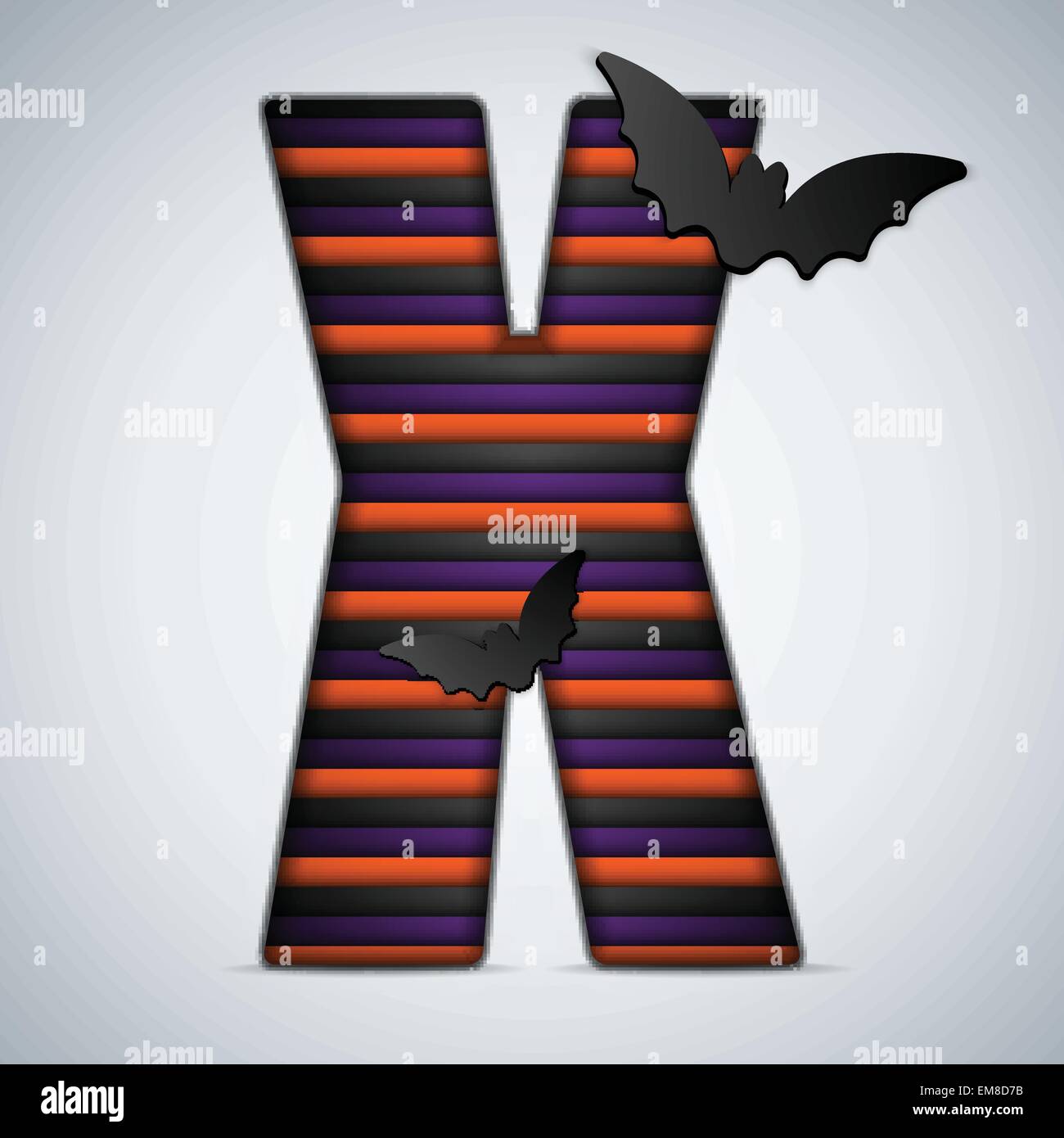 Halloween Bat Lettres Alphabet Stripe Noir Orange Purple Illustration de Vecteur