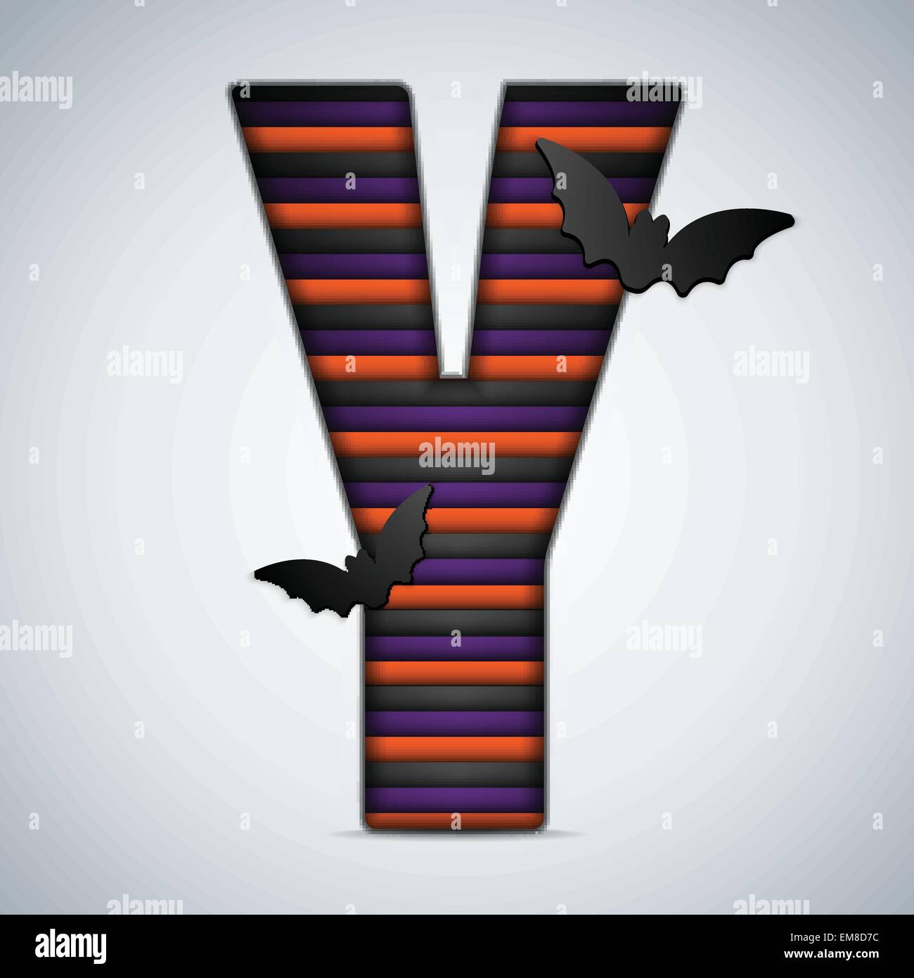 Halloween Bat Lettres Alphabet Stripe Noir Orange Purple Illustration de Vecteur