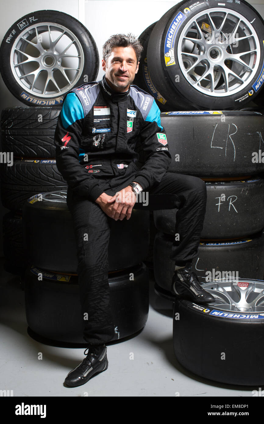 Patrick Dempsey, acteur et pilote de course amateur avec Porsche World Endurance Championship Team à Silverstone, Royaume Uni Banque D'Images